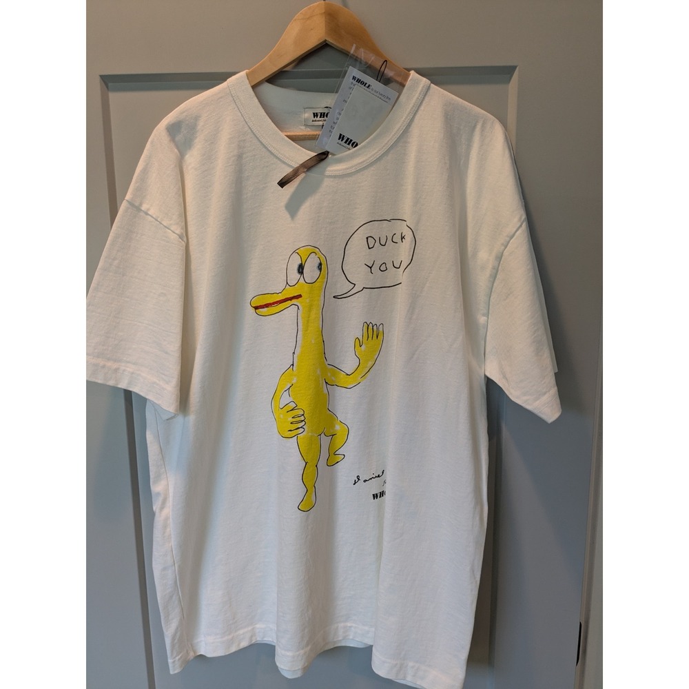 NWT WHOLE x Daniel‎ Johnston Duck You Graphic T Shirt Men's White Size L